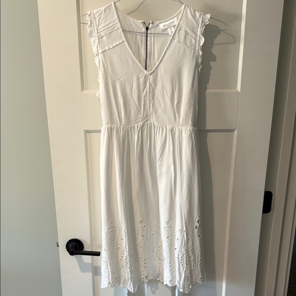 Women's White Eyelet V-Neck Maternity Dress